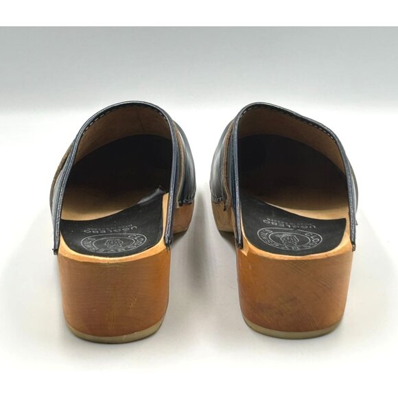 Ugglebo Toffeln Women's Blue Leather Clogs Wooden Sole Slip-On Sz 11.5 (42) 3017 - Picture 9 of 16